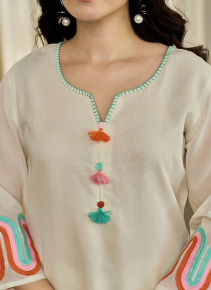 Roamni Colorful Embroidery Co-ord Set