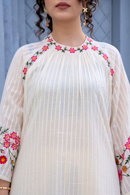 Elegant Floral Embroidered Chikankari Dress Set 🌸✨