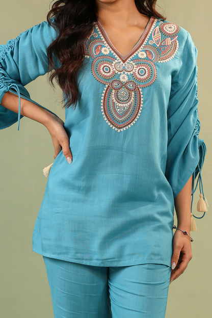🌼 Mustard Magic Co-Ord Set – Embroidered Elegance 🌼