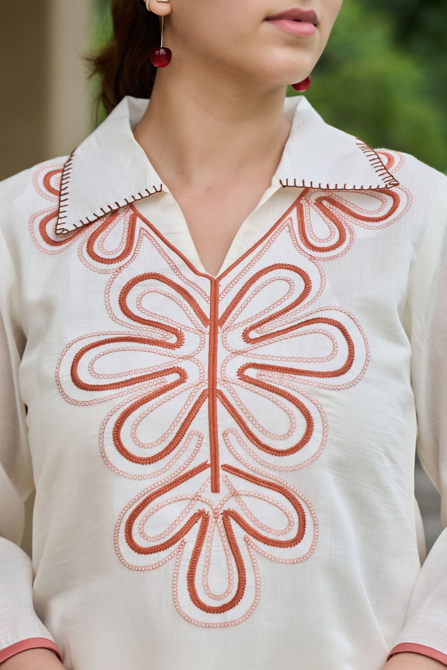 Ivory Grace Embroidered Co-Ord Set – Modern Minimalism with a Statement Twist