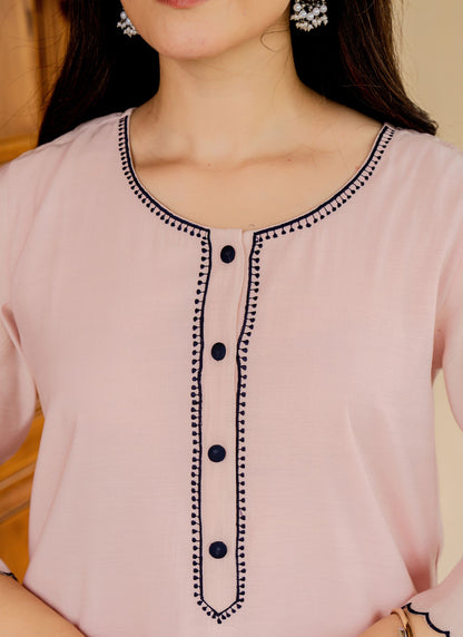 Alia Pink Embroidered Kurta Set with Dupatta