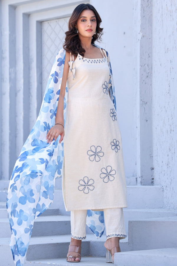 Blue Bloom Ivory & Indigo Suit Set 🌬️🌸