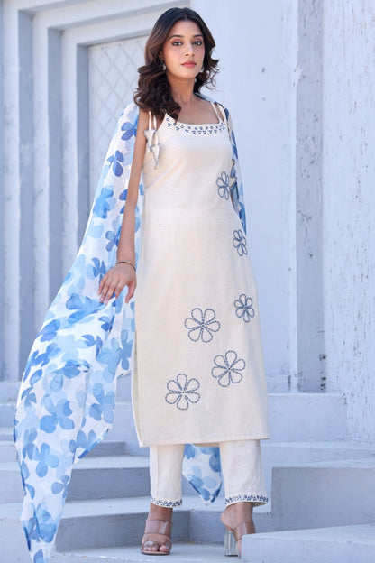 Blue Bloom Ivory & Indigo Suit Set 🌬️🌸