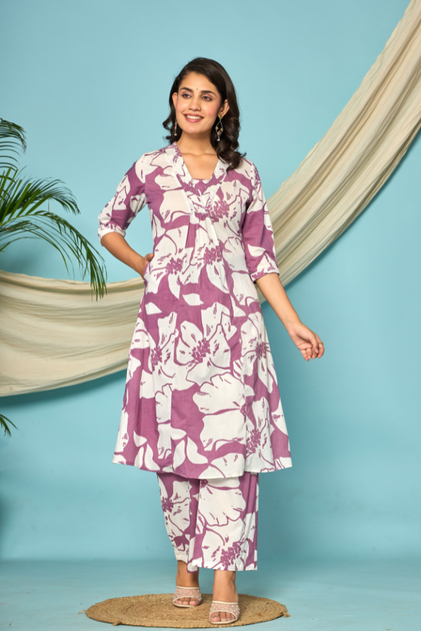 🌸 Elegant Pure Cotton Printed Kurta Set for Women 👗