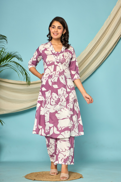 🌸 Elegant Pure Cotton Printed Kurta Set for Women 👗