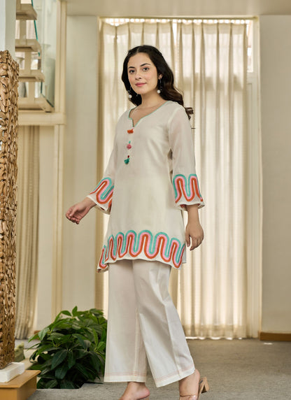Roamni Colorful Embroidery Co-ord Set