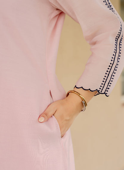 Alia Pink Embroidered Kurta Set with Dupatta