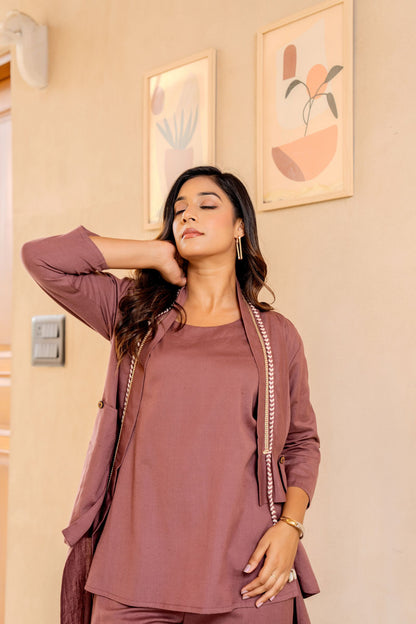 Elegant Mauve Loungewear Set |Western Wear For Festive