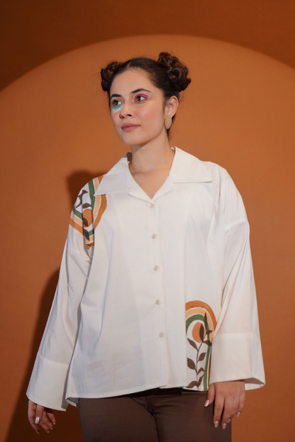 🍃 Earthy Elegance Hand-Painted Top for Girls | Unique Neck Hand Work & Artistic Touch ✨🎨