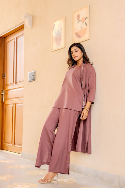Elegant Mauve Loungewear Set |Western Wear For Festive