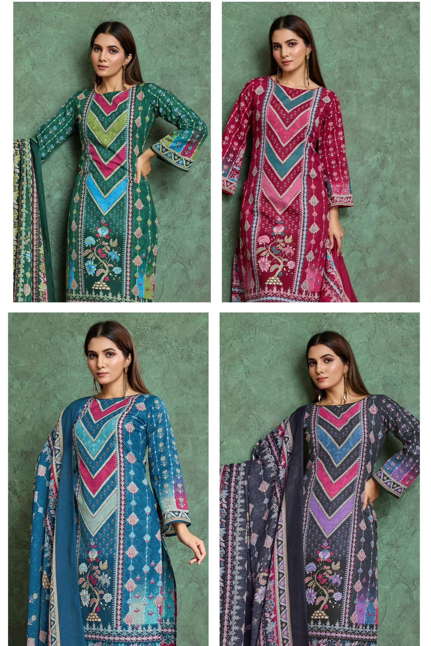 Noor Jahan Blue Unstitched Salwar Suit Material