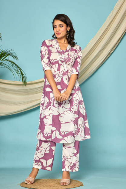 🌸 Elegant Pure Cotton Printed Kurta Set for Women 👗
