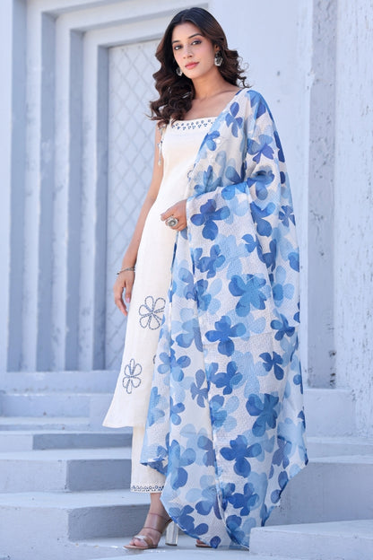 Blue Bloom Ivory & Indigo Suit Set 🌬️🌸