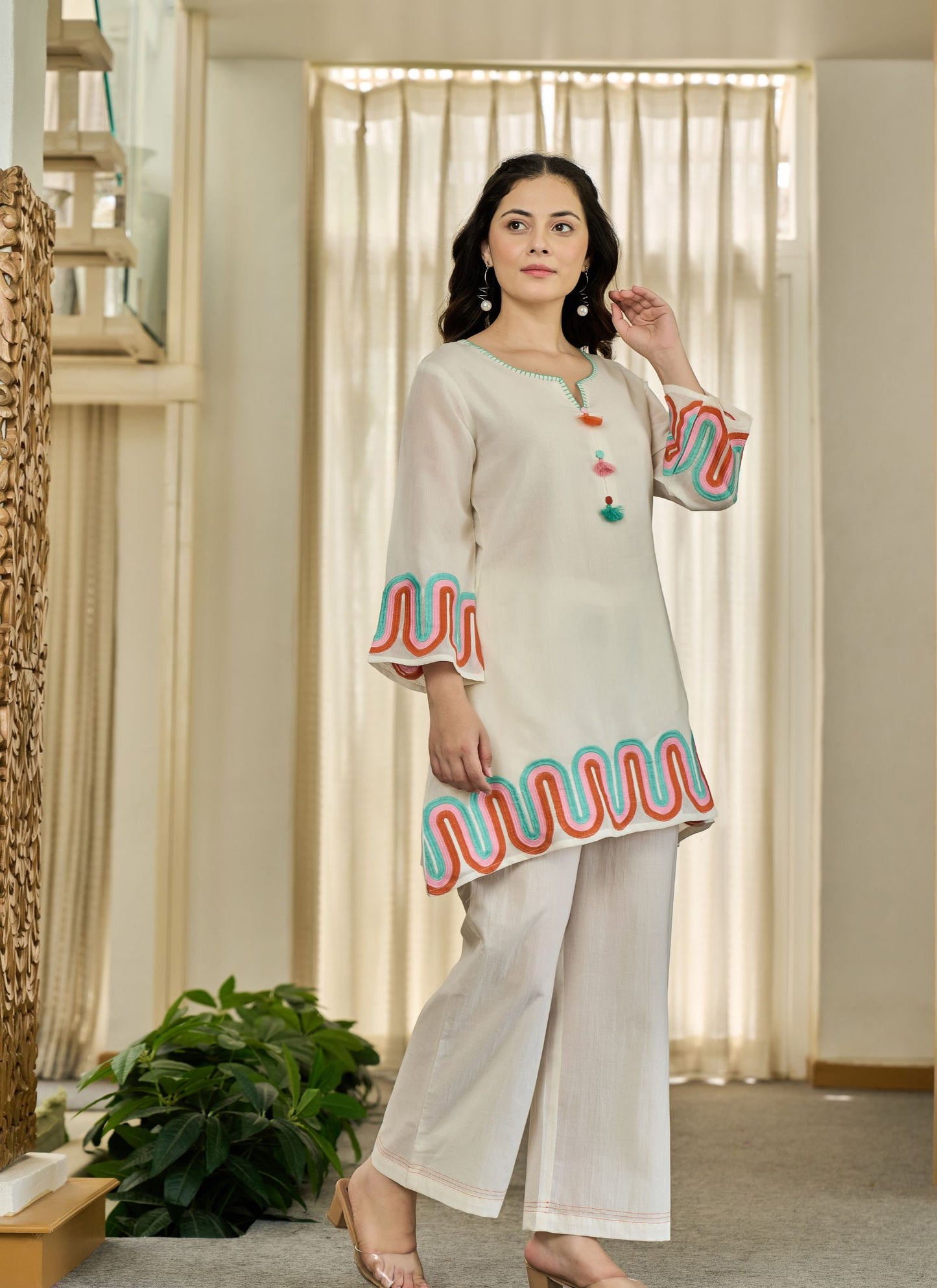 Roamni Colorful Embroidery Co-ord Set
