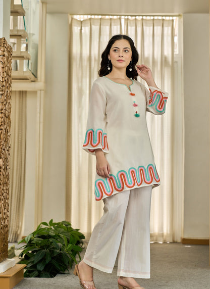 Roamni Colorful Embroidery Co-ord Set