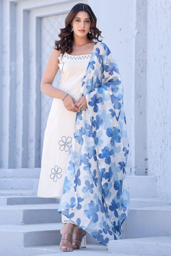Blue Bloom Ivory & Indigo Suit Set 🌬️🌸