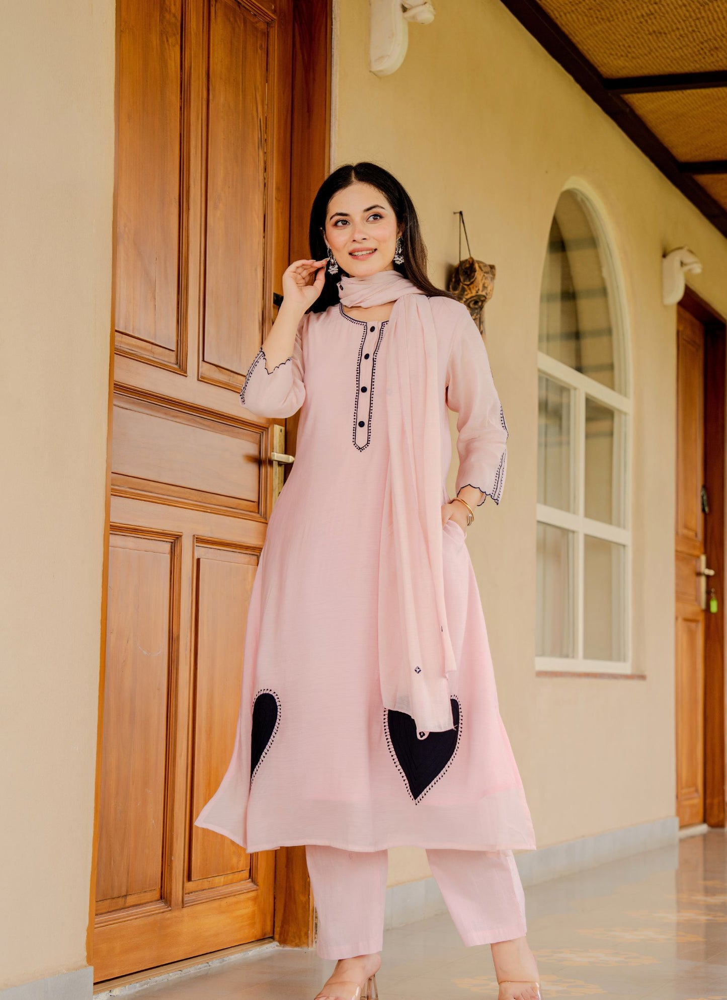 Alia Pink Embroidered Kurta Set with Dupatta