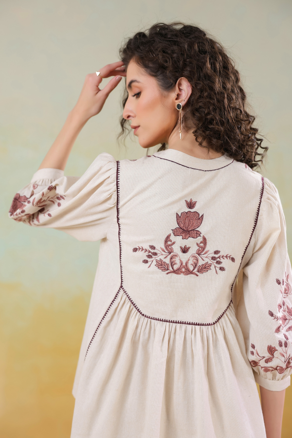 🌿 Gulnaar Grace Co-Ord Set | Beige & Maroon Embroidered Two-Piece for Women ✨👗