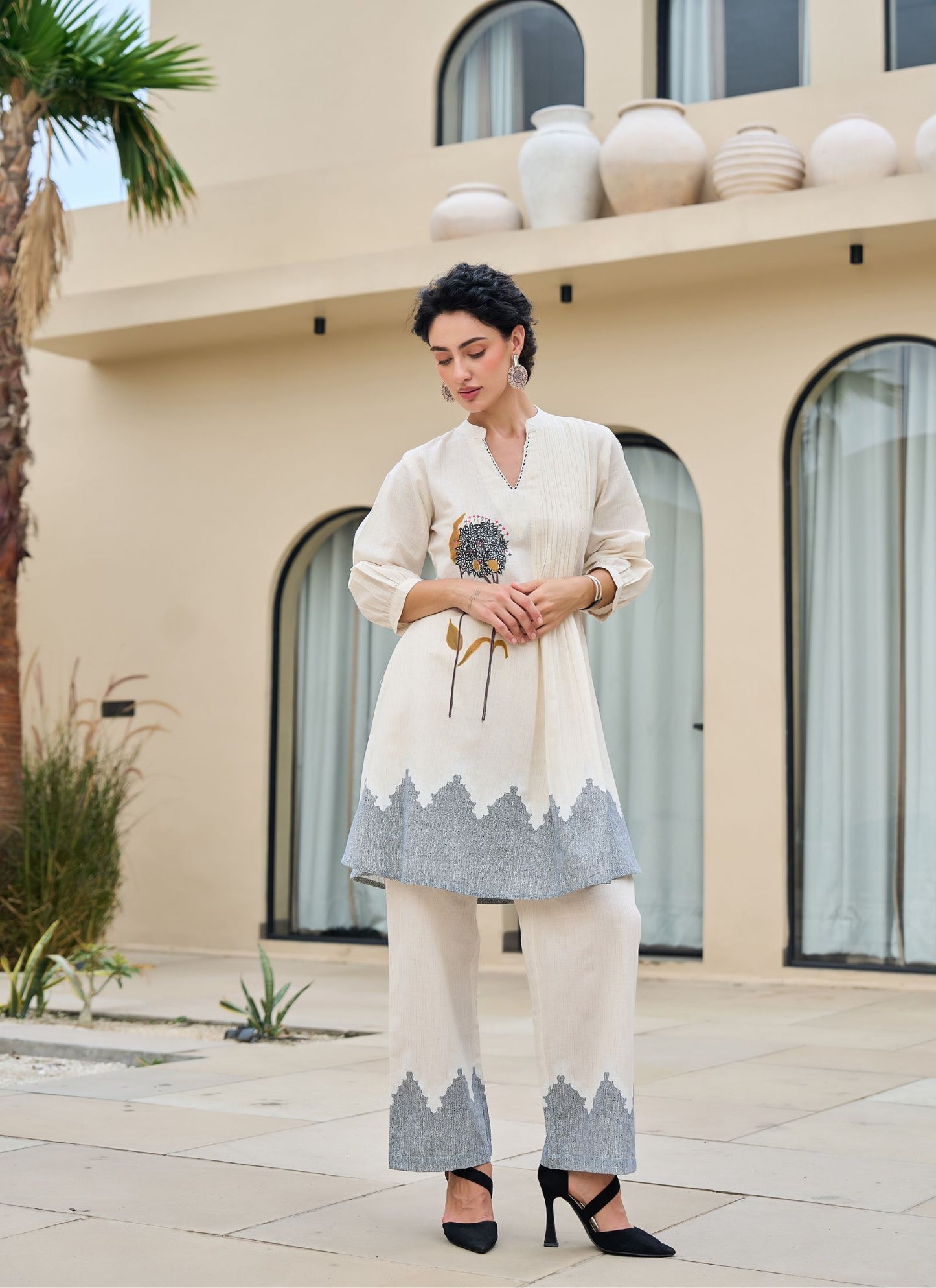 Sahara Grace Embroidered Kurta & Trouser Set 🏜️✨