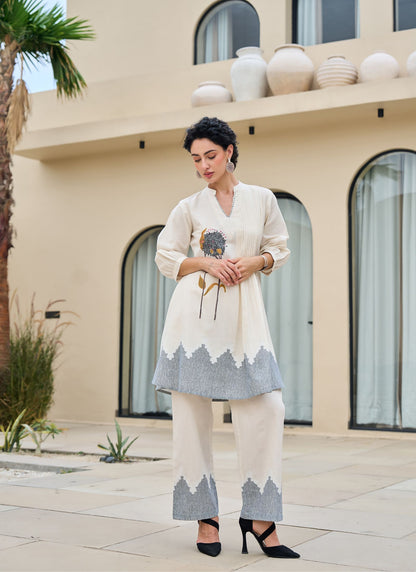 Sahara Grace Embroidered Kurta & Trouser Set 🏜️✨