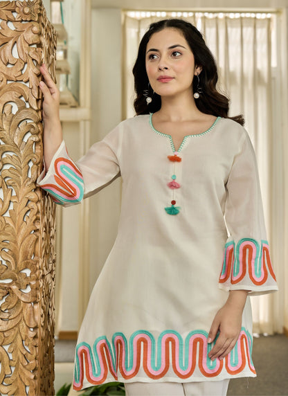 Roamni Colorful Embroidery Co-ord Set