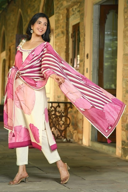 💗 Pure Cotton Printed Sleeveless Kurta Set with Dupatta – Breezy Elegance 💗