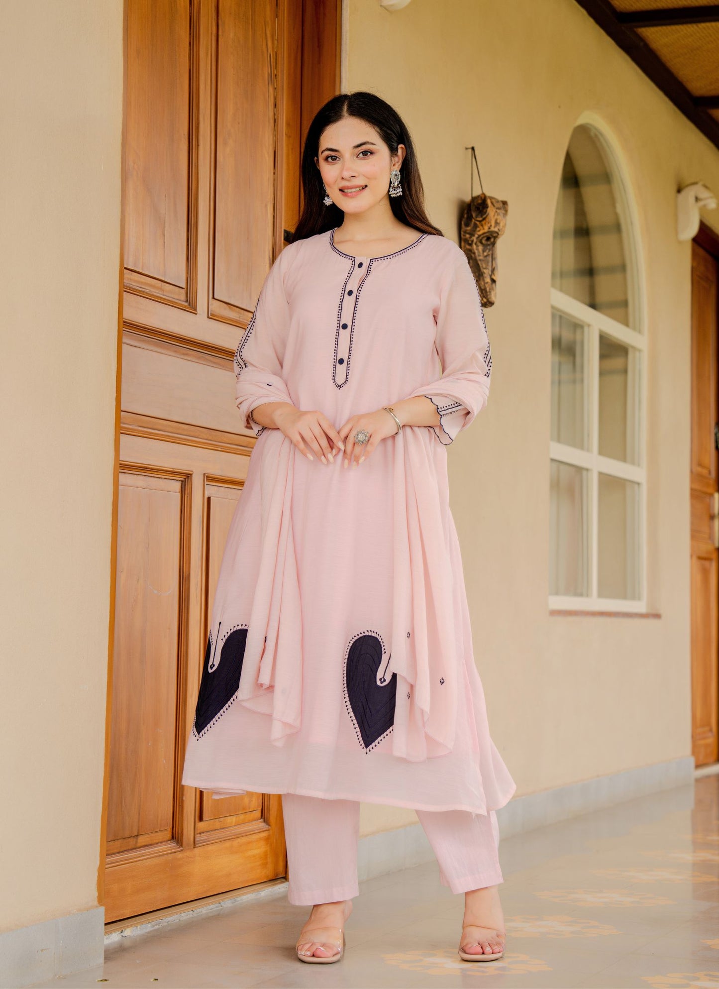 Alia Pink Embroidered Kurta Set with Dupatta