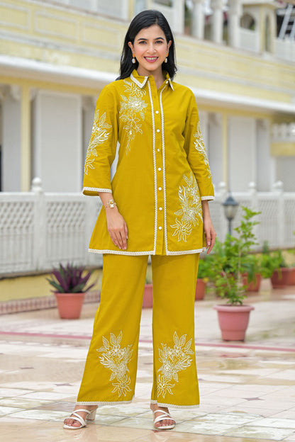 Women’s Cotton Floral Embroidered Co-ord Set – Stylish and Comfortable Outfit for Casual and Ethnic Wear