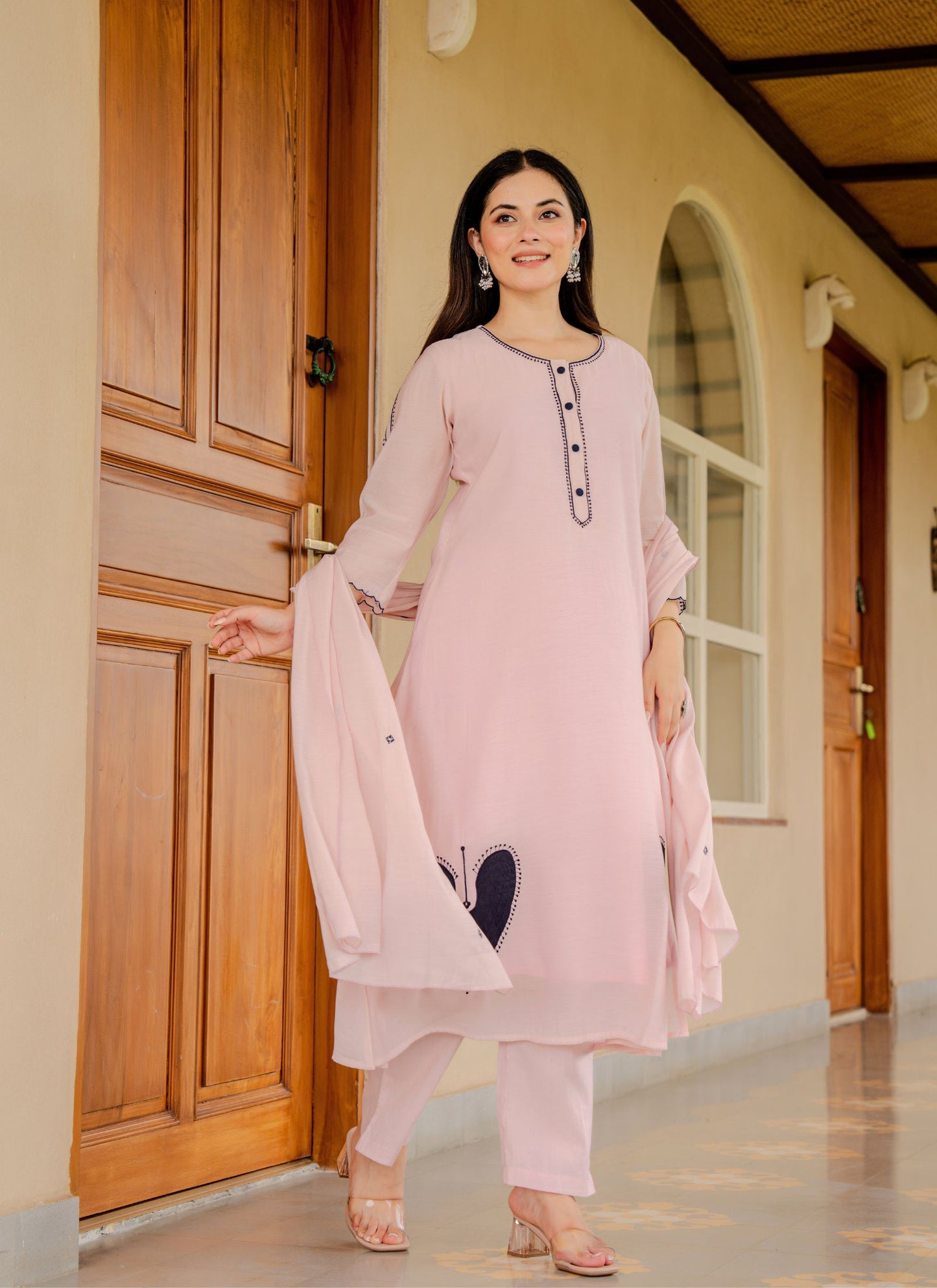 Alia Pink Embroidered Kurta Set with Dupatta