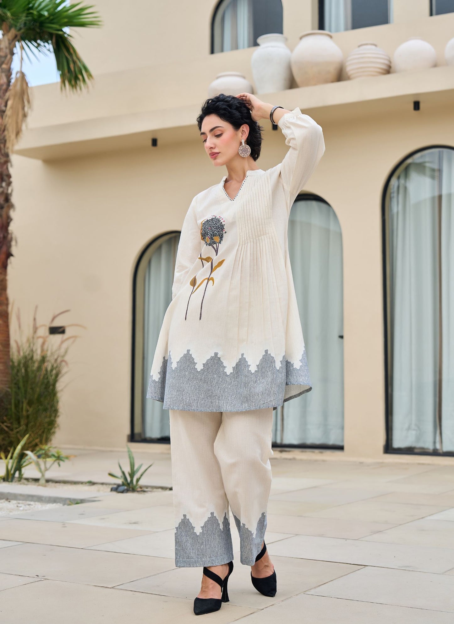 Sahara Grace Embroidered Kurta & Trouser Set 🏜️✨