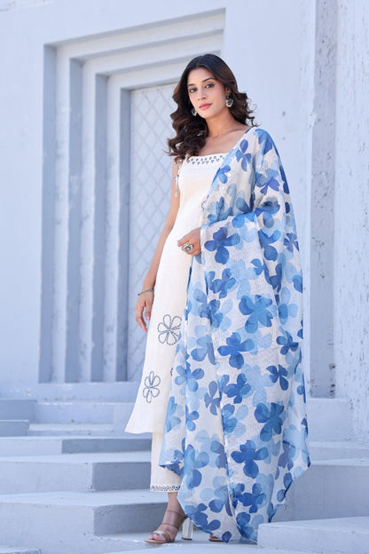 Blue Bloom Ivory & Indigo Suit Set 🌬️🌸