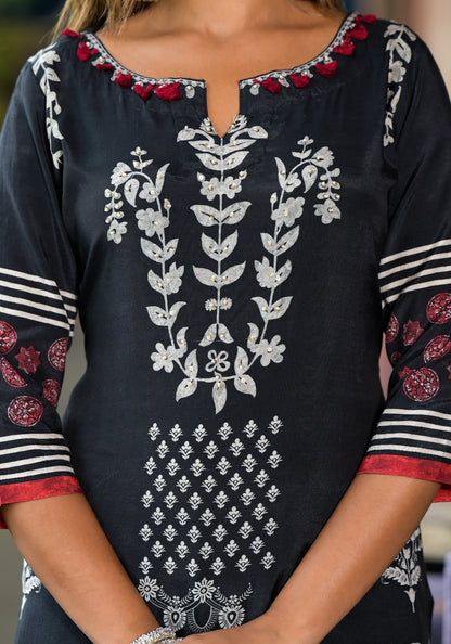 Block print kurta with dupatta