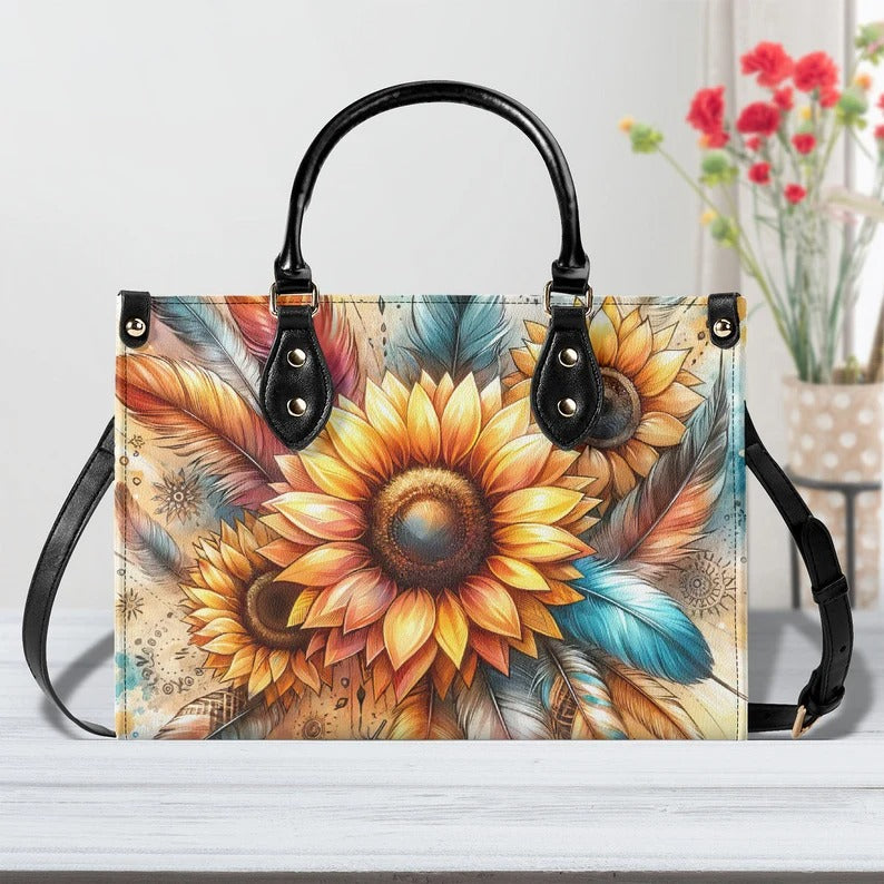 Bright Yellow Sunflower Print Customized Tote Bag