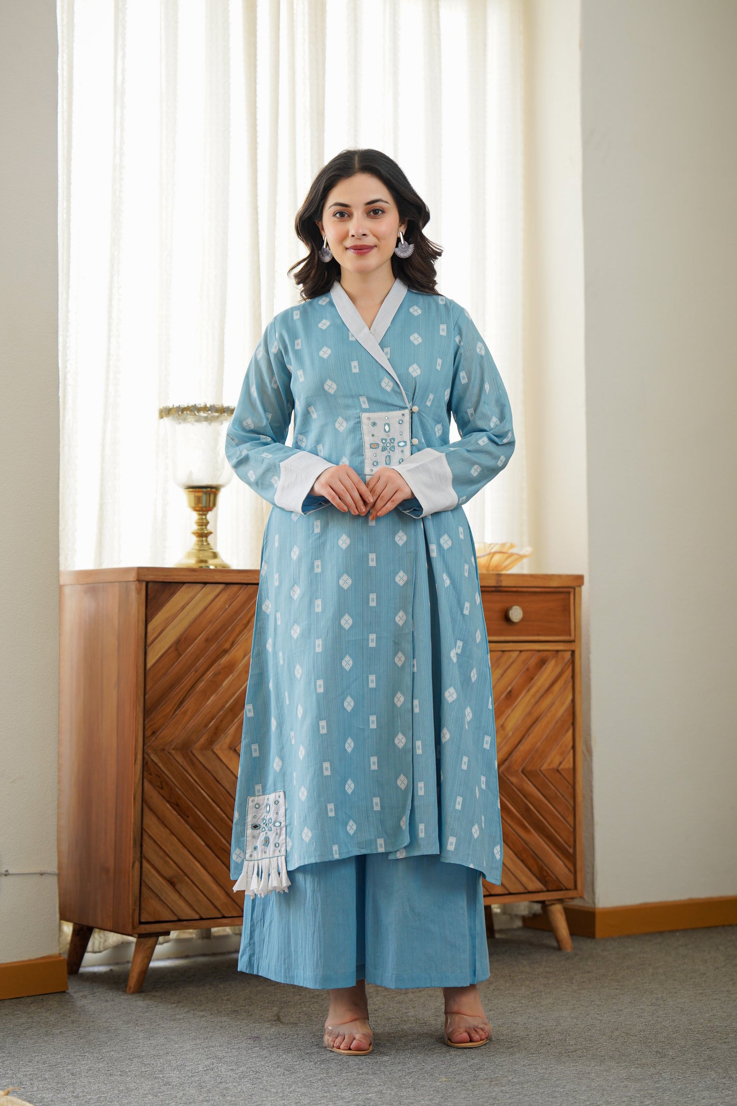 Pink Cotton Kurta Set | Embroidery & Palazzo Pants | Ethnic Fusion Wear 💃