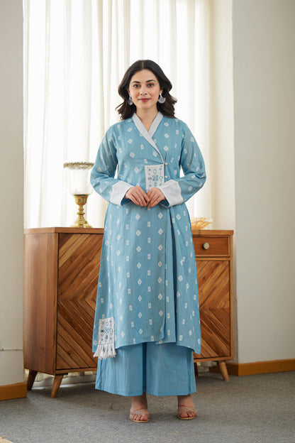 Pink Cotton Kurta Set | Embroidery & Palazzo Pants | Ethnic Fusion Wear 💃