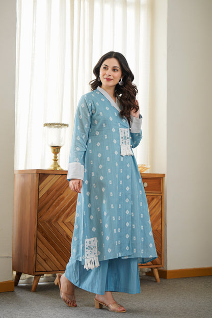Pink Cotton Kurta Set | Embroidery & Palazzo Pants | Ethnic Fusion Wear 💃