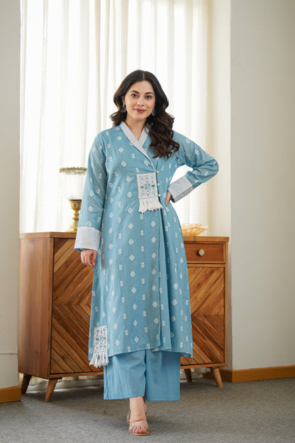 Pink Cotton Kurta Set | Embroidery & Palazzo Pants | Ethnic Fusion Wear 💃