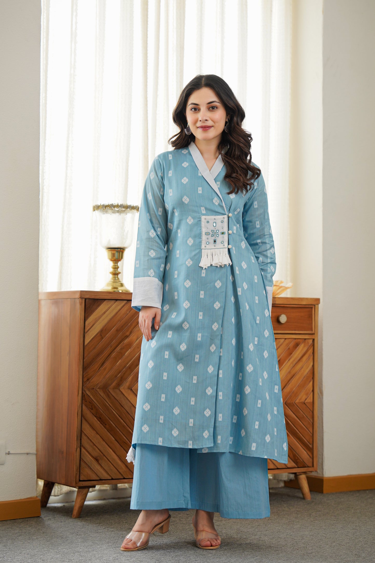 Pink Cotton Kurta Set | Embroidery & Palazzo Pants | Ethnic Fusion Wear 💃