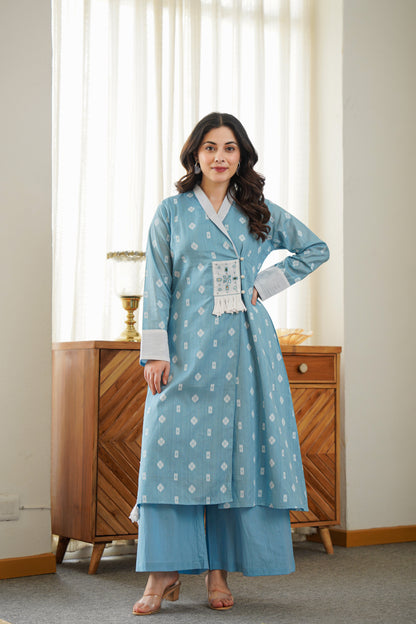 Pink Cotton Kurta Set | Embroidery & Palazzo Pants | Ethnic Fusion Wear 💃