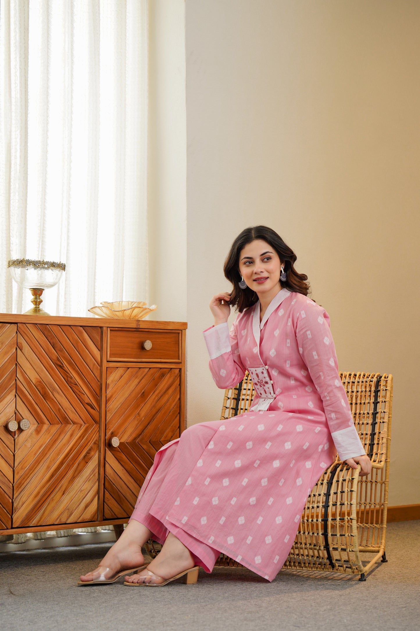 Pink Cotton Kurta Set | Embroidery & Palazzo Pants | Ethnic Fusion Wear 💃