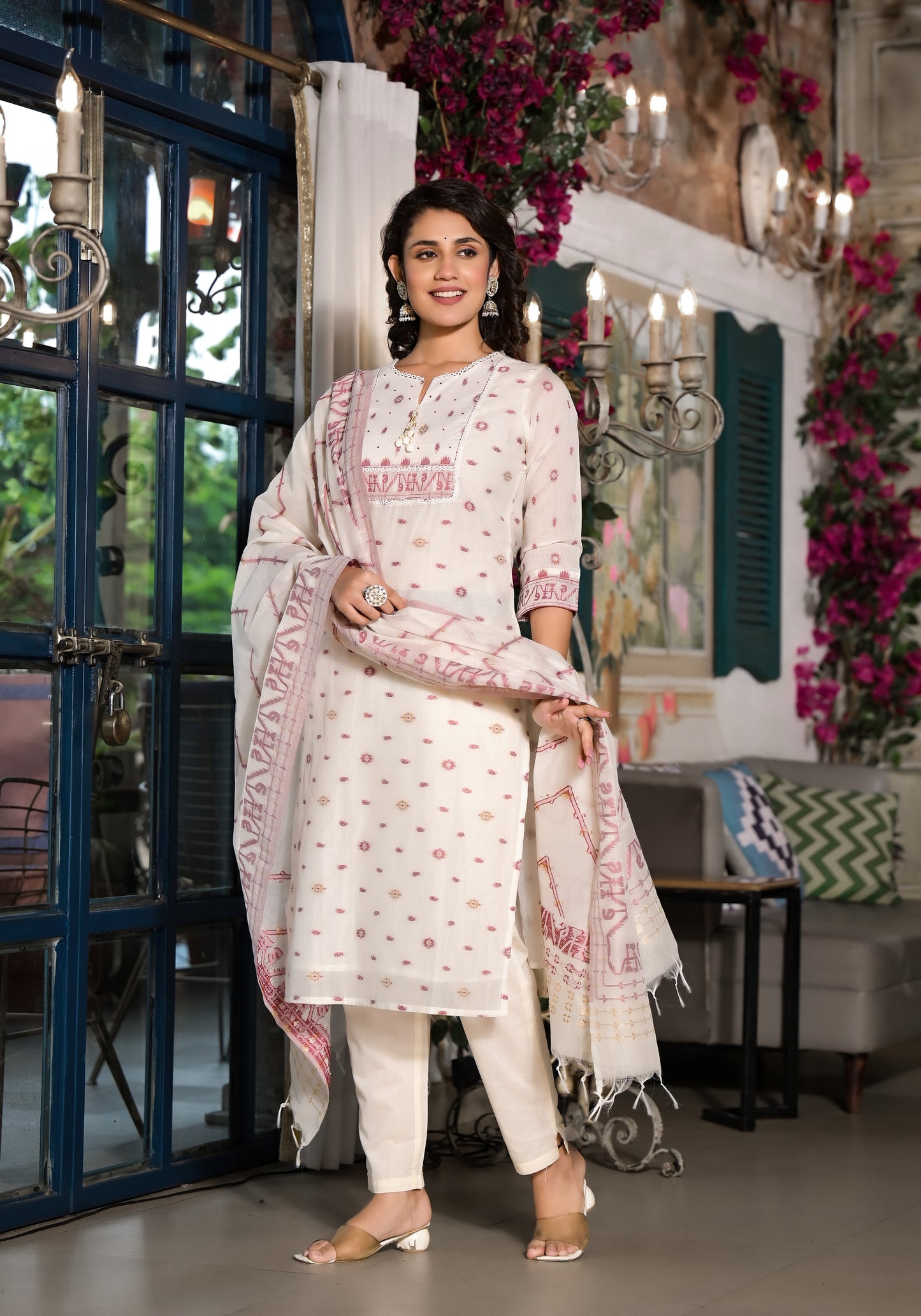 Exclusive Pure Chanderi Multi Thread Weaving Suit Set