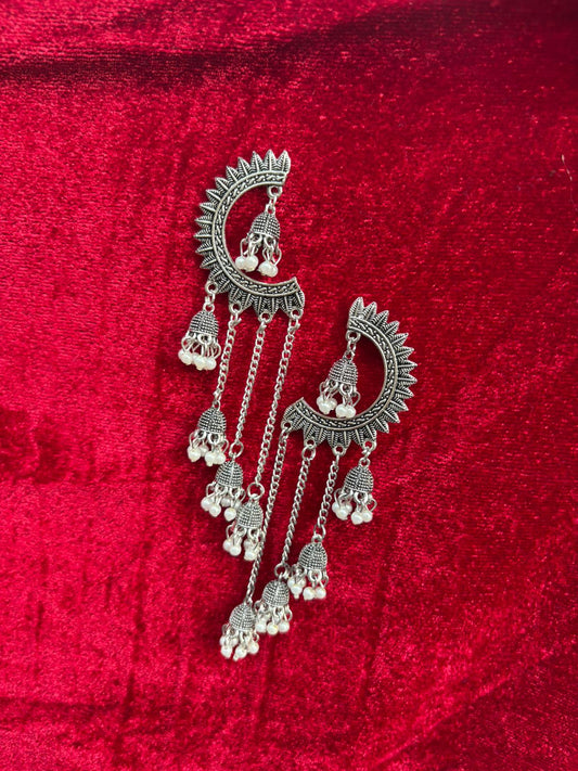 Delicate Traditional Oxidised Silver Jhumka