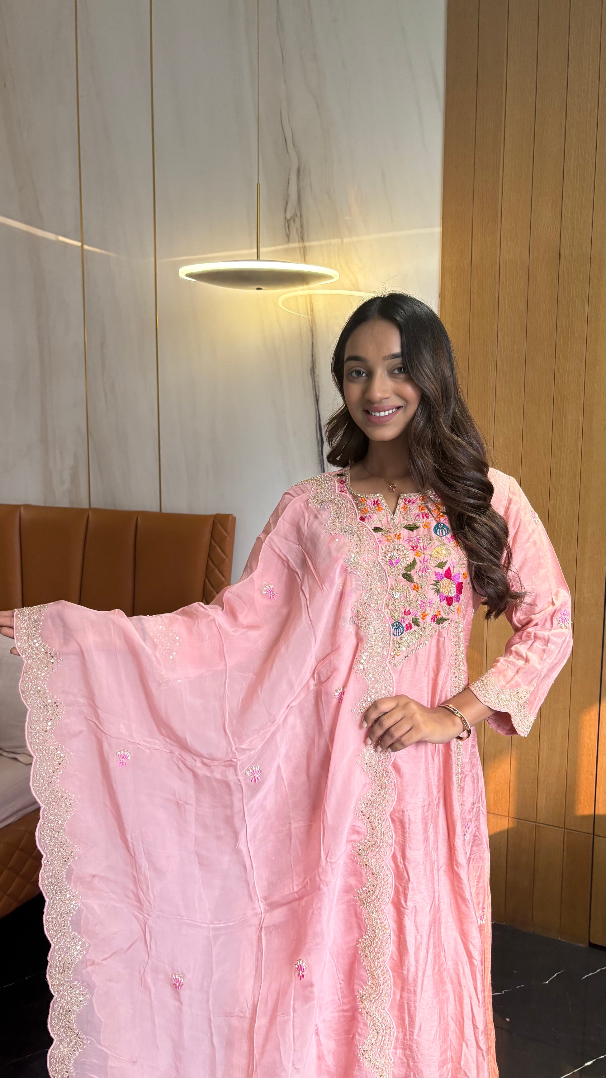 Designer Dola silk Anarkali suit for festive wear