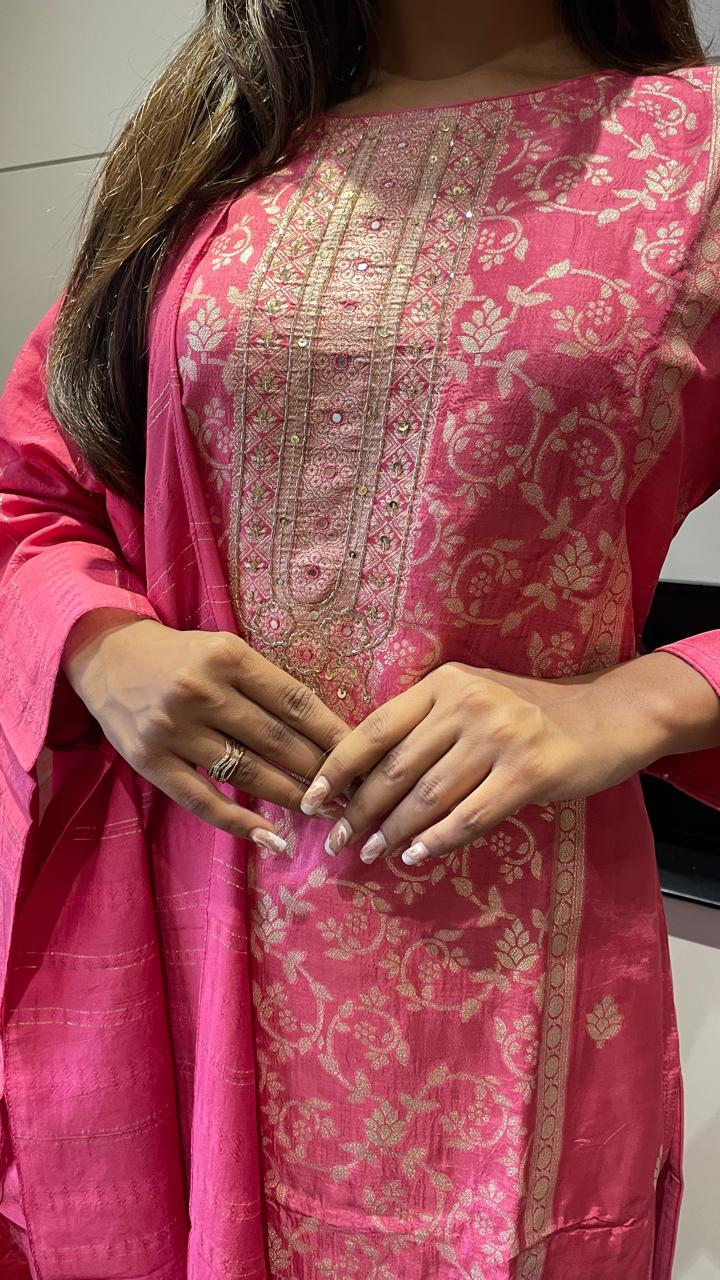 Designer silk suit set for wedding occasions 2024