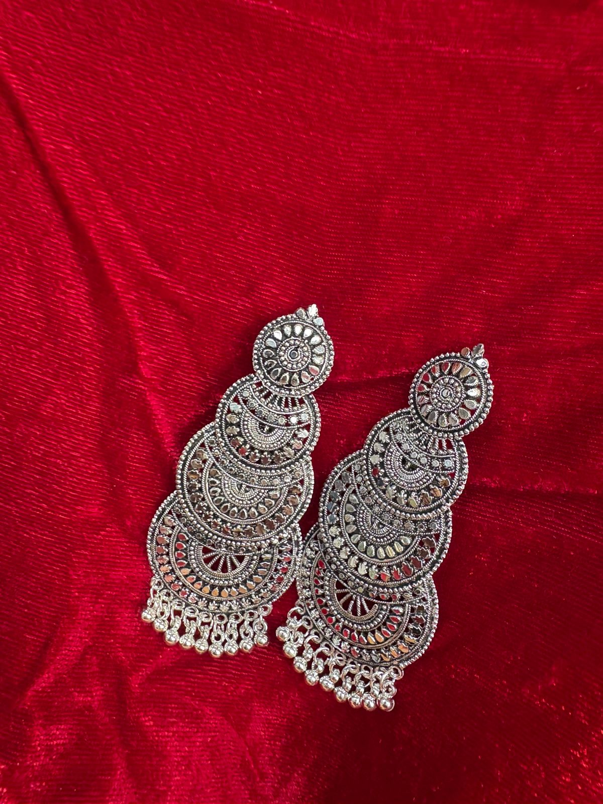 Exclusive Round Shaped Oxidised Silver Jhumka