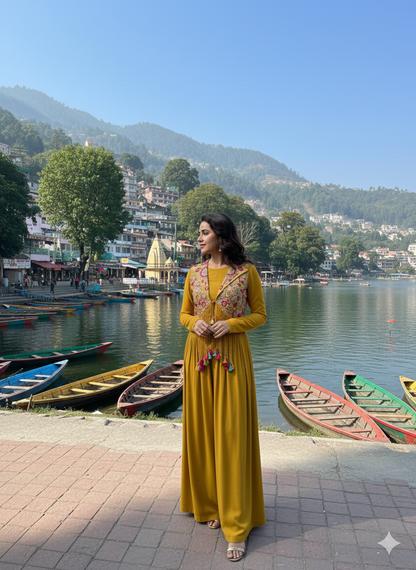 Asha Posley Golden Mini Short Top and Sharara Set