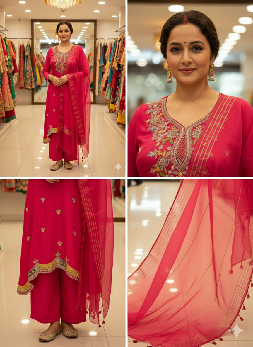 Ruby Rani Indo Western Kurta and Pant with Dupatta Set