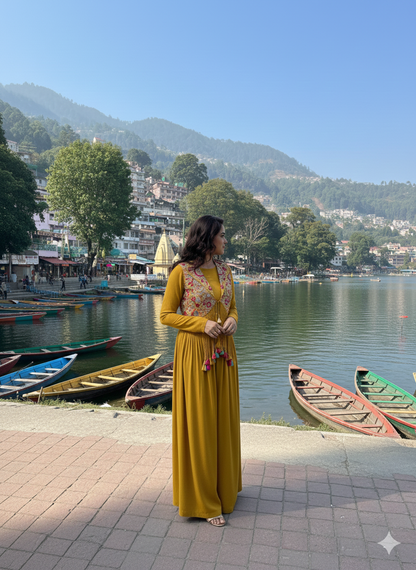 Asha Posley Golden Mini Short Top and Sharara Set