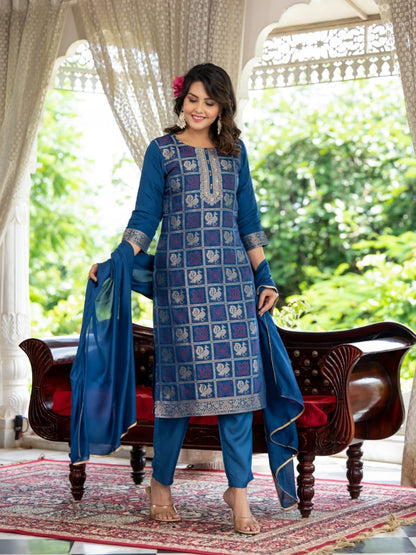 Ethnic Delicate Weaving Pure Suit Set