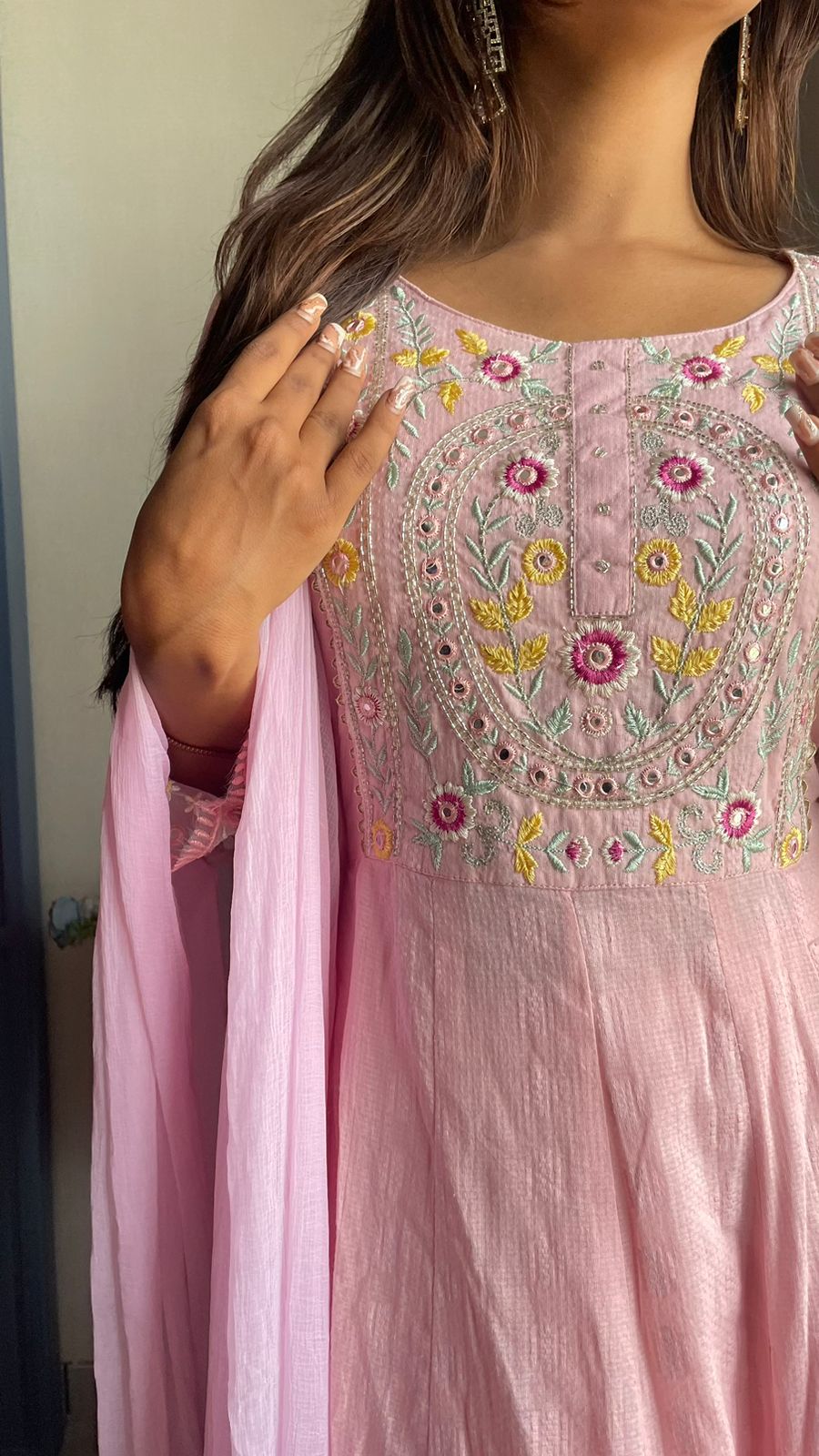 Pretty Blush Pink Anarkali Suit Set